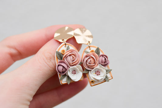 Floral Earrings | Dusty Rose