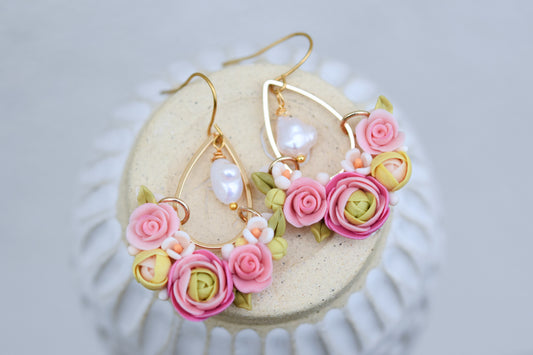 Teardrop Floral Earrings | Boho Peonies