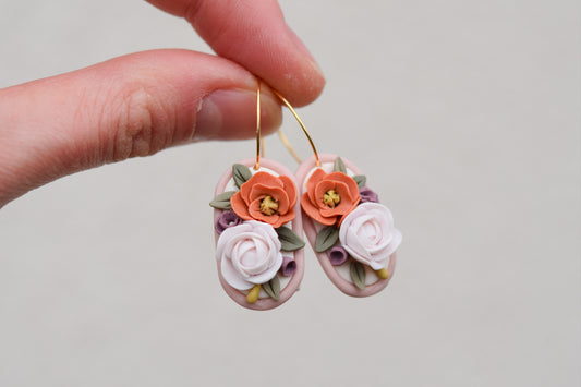 Floral Hoop Earrings | Dusty Rose