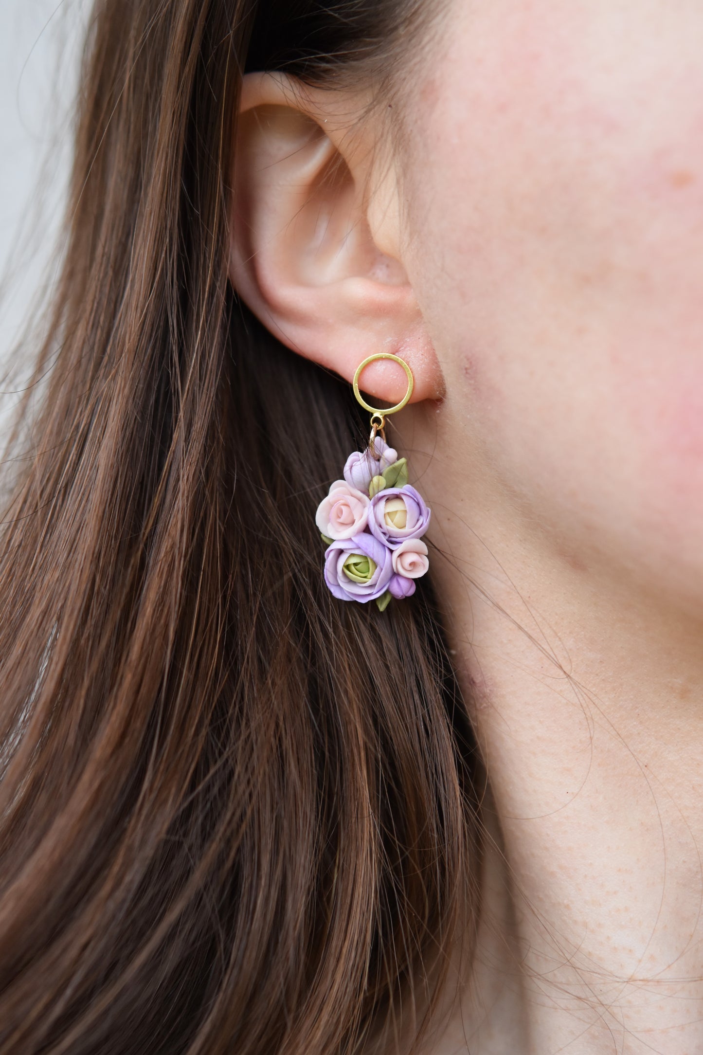 Teardrop Floral Earrings | Purple Bloom