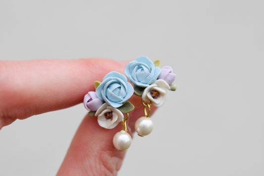 Floral Earrings | Soft Blue