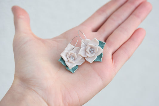 Christmas Earrings | Poinsettia Hoops