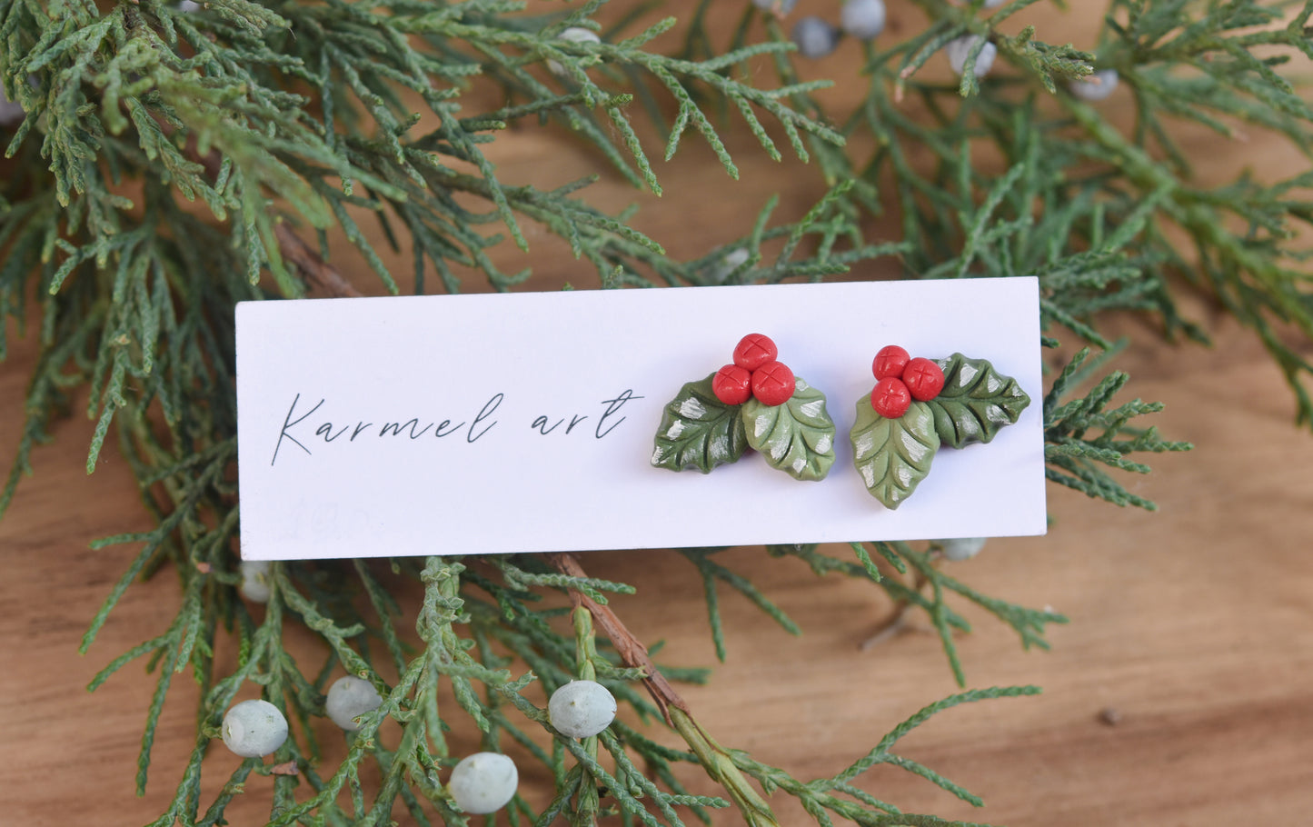 Christmas Earrings | Holly Berry Studs