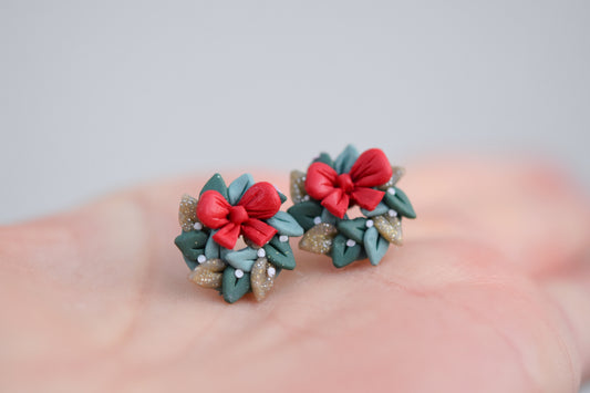 Christmas Earrings | Wreath Studs