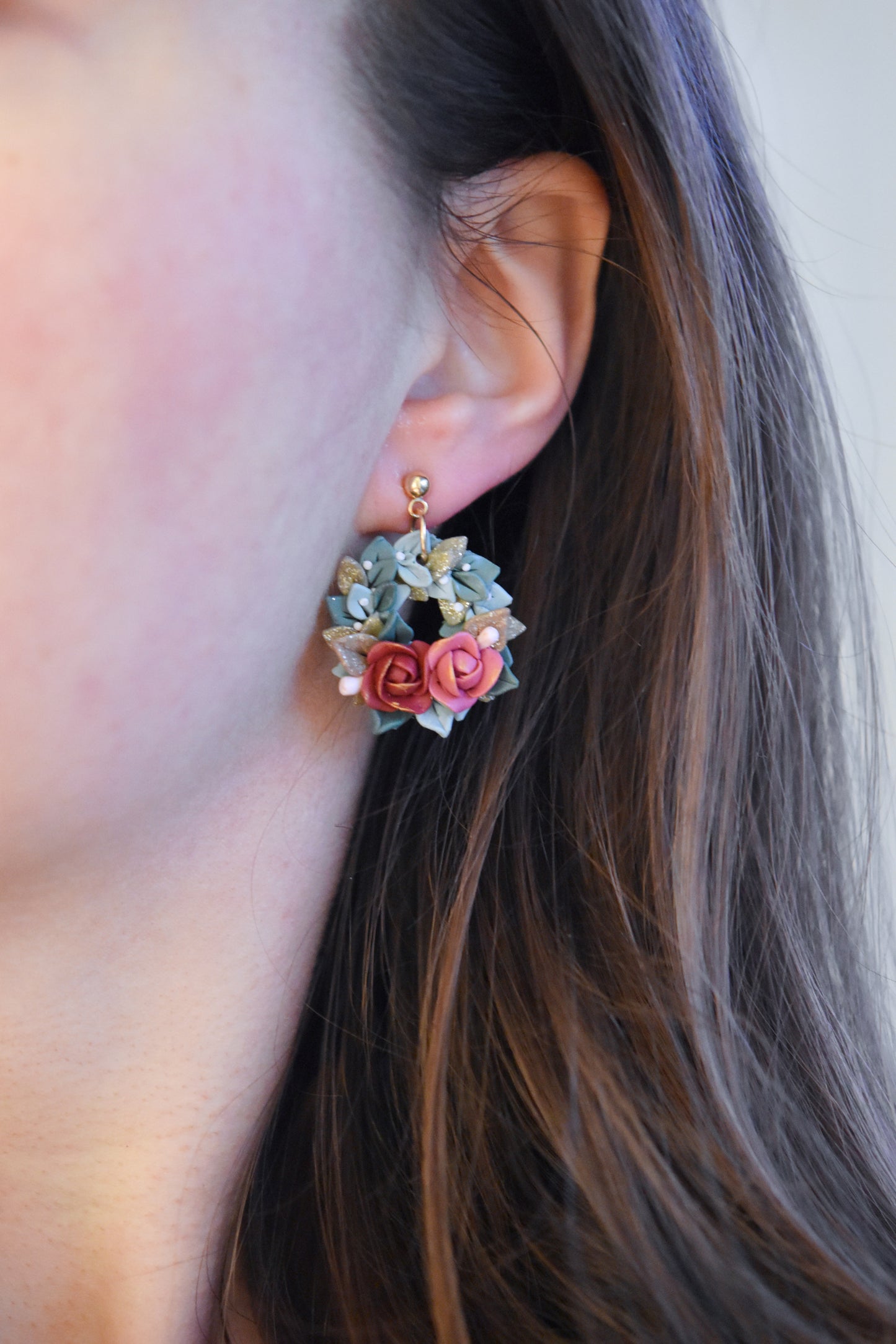 Christmas Earrings | Floral Wreath
