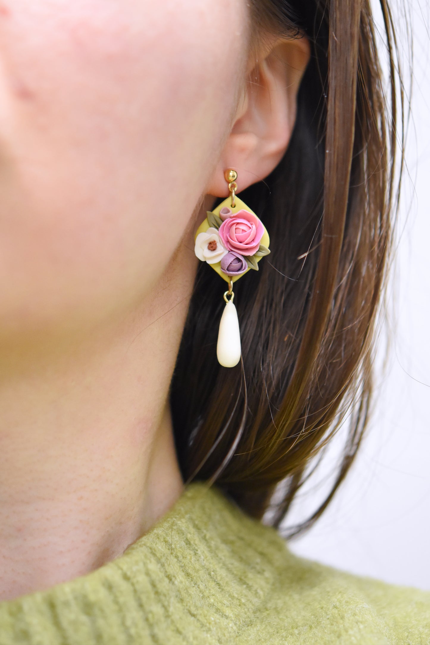 Floral Earrings | Lime