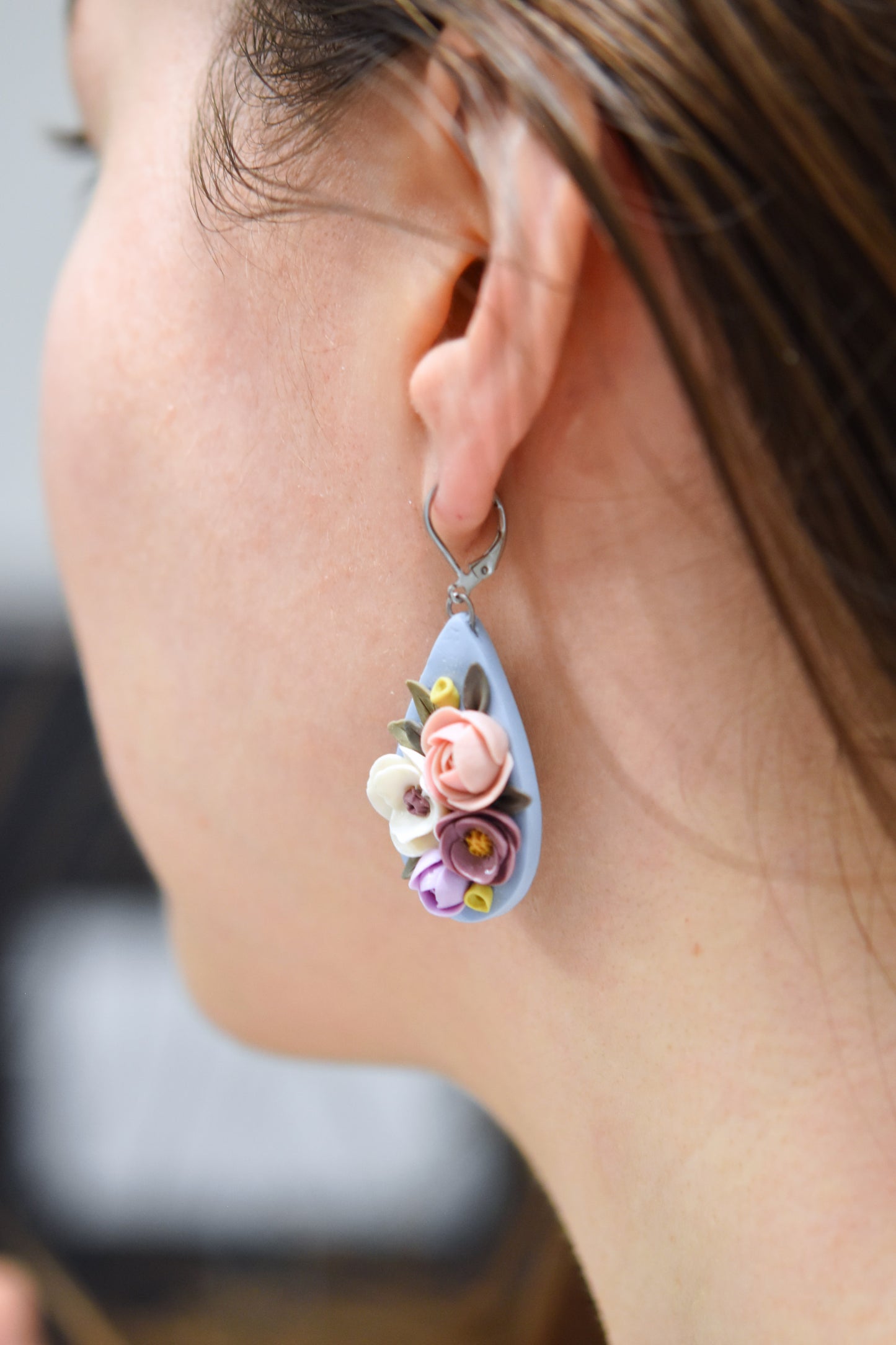 Teardrop Floral Earrings | Peony