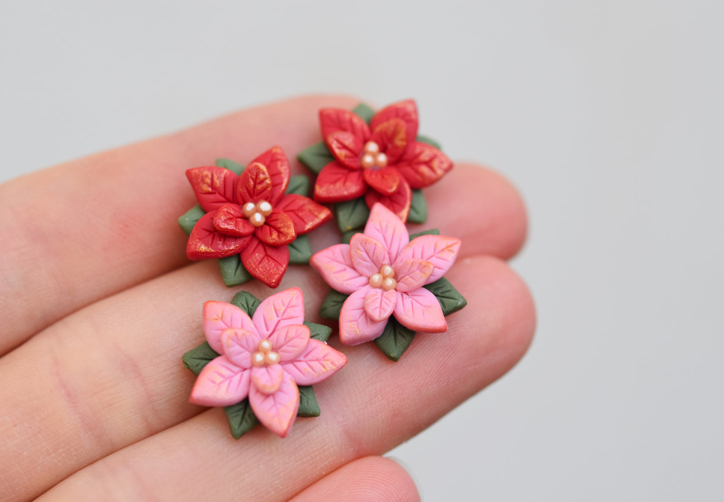 Christmas Earrings | Pink Poinsettia