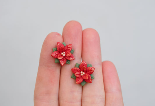 Christmas Earrings | Red Poinsettia
