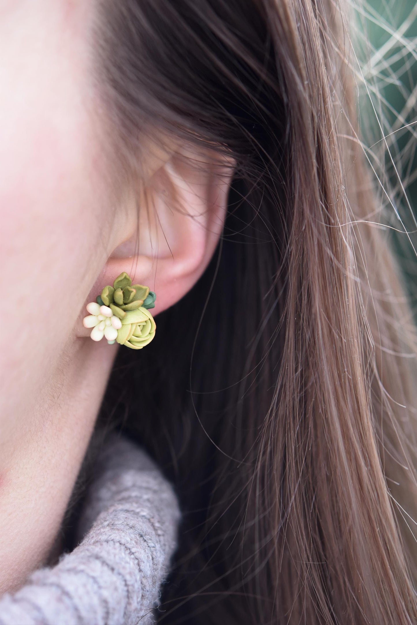 Succulent Earrings | Sage Green