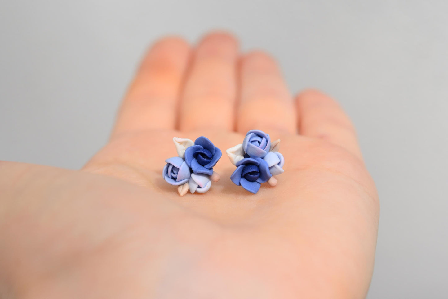 Garden Floral Studs | Navy