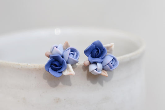 Garden Floral Studs | Navy