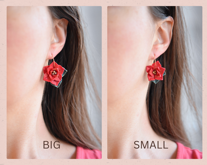 Christmas Earrings | Poinsettia Hoops