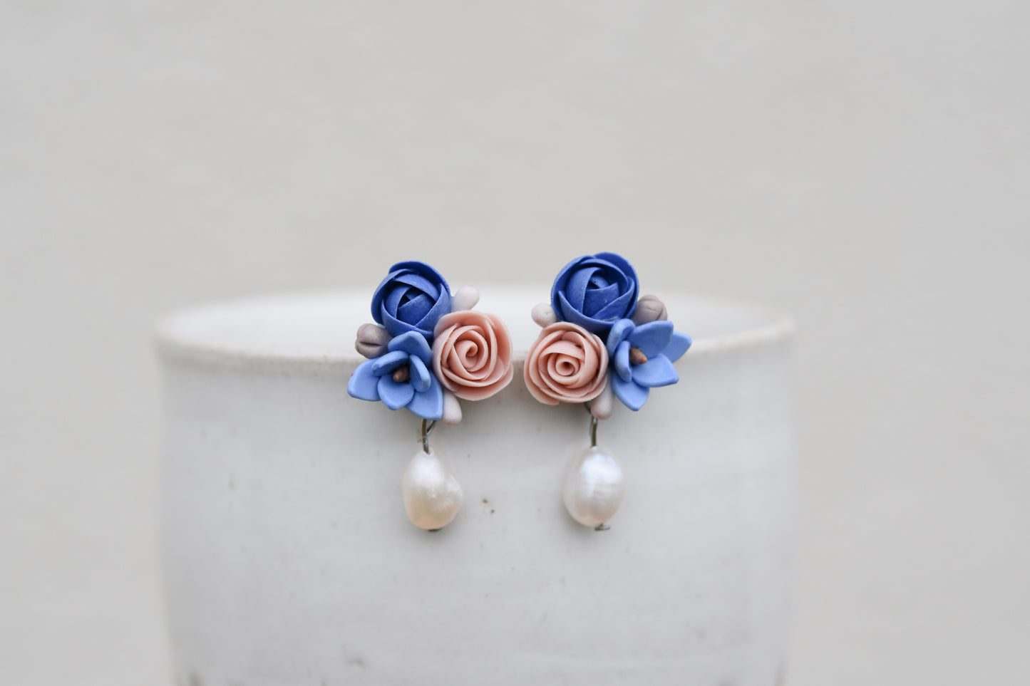 Floral Earrings | Navy