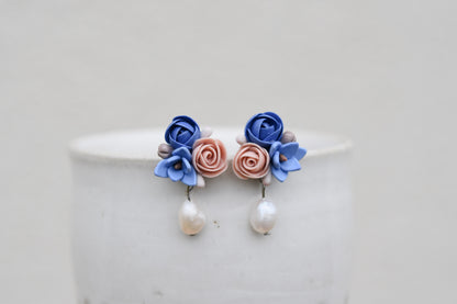 Floral Earrings | Navy
