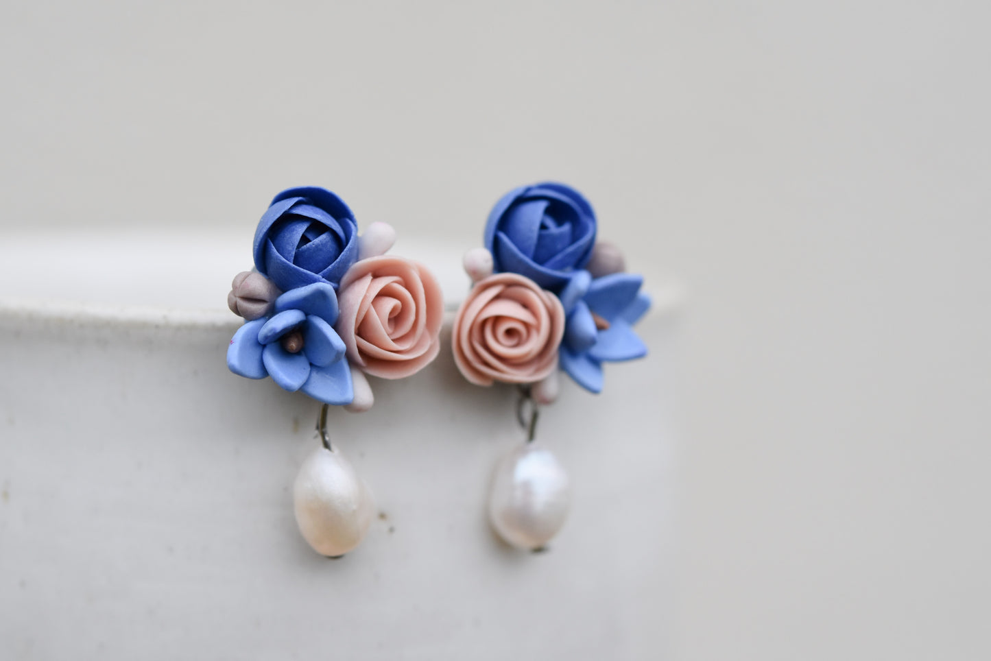 Floral Earrings | Navy