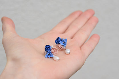 Floral Earrings | Navy