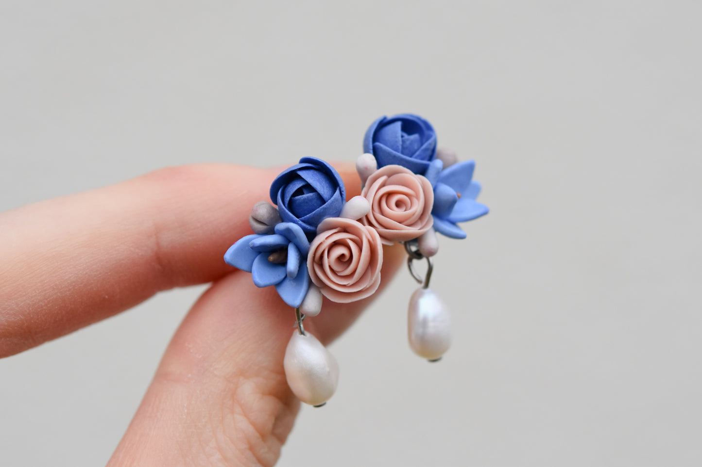 Floral Earrings | Navy