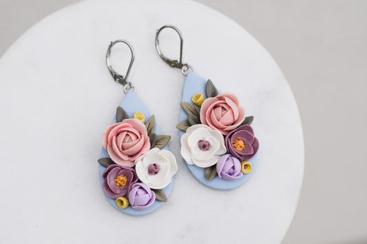 Teardrop Floral Earrings | Peony