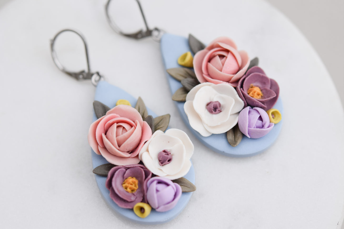 Teardrop Floral Earrings | Peony