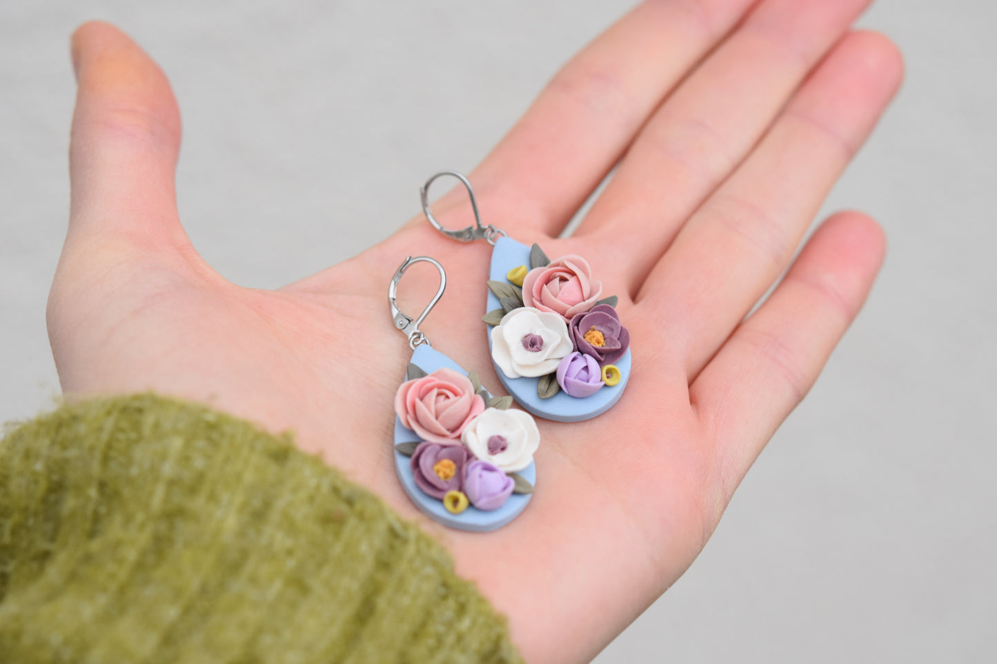 Teardrop Floral Earrings | Peony