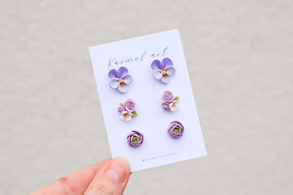 Floral Stud set | Purple Garden
