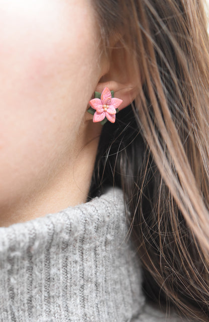 Christmas Earrings | Pink Poinsettia
