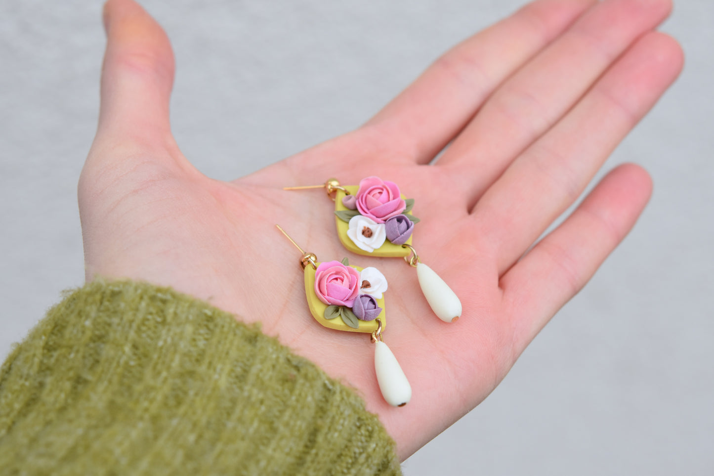 Floral Earrings | Lime