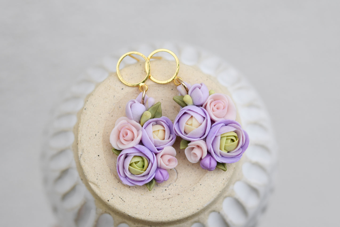 Teardrop Floral Earrings | Purple Bloom