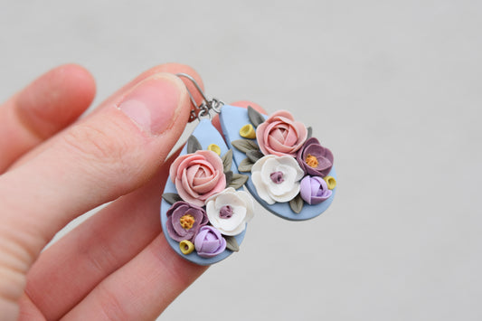 Teardrop Floral Earrings | Peony