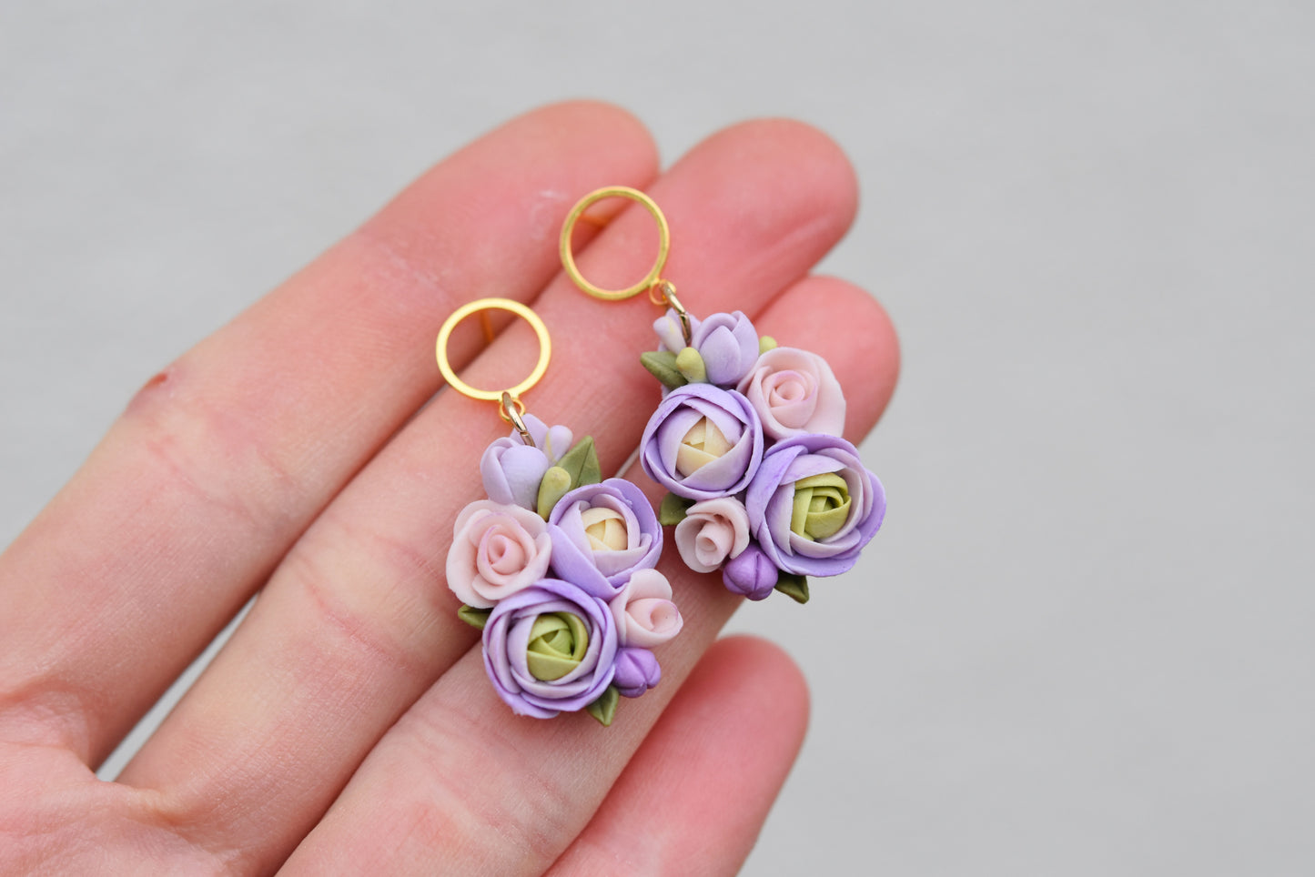 Teardrop Floral Earrings | Purple Bloom