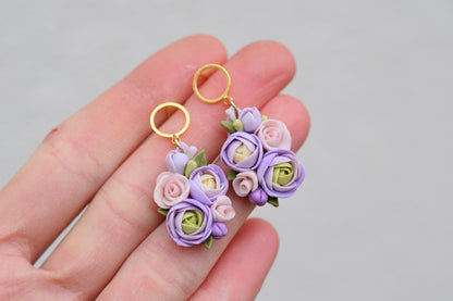Teardrop Floral Earrings | Purple Bloom
