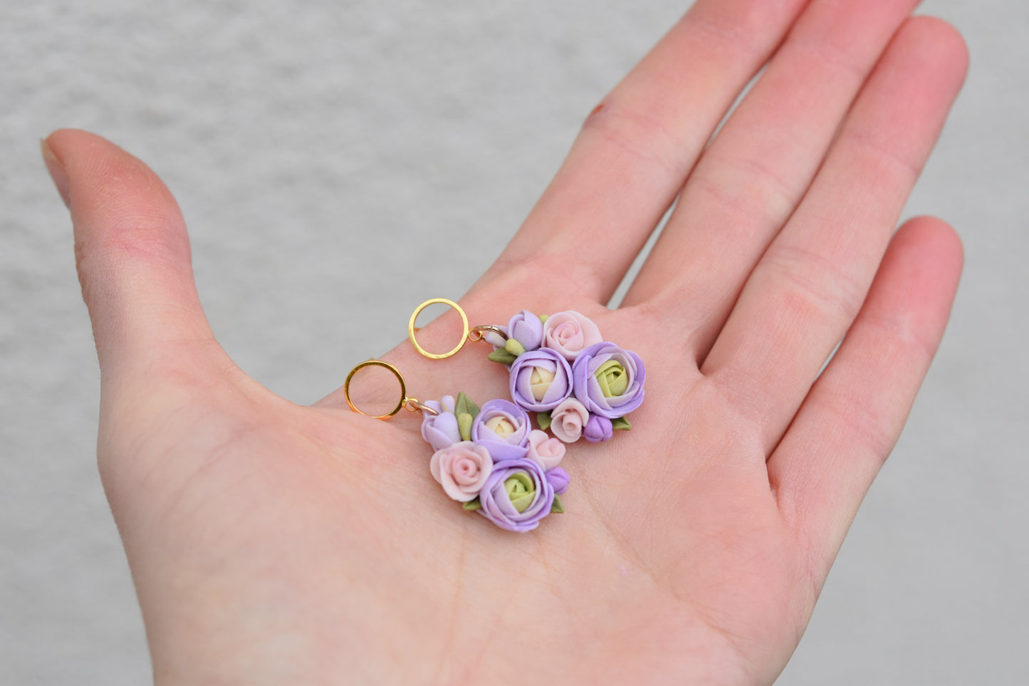 Teardrop Floral Earrings | Purple Bloom