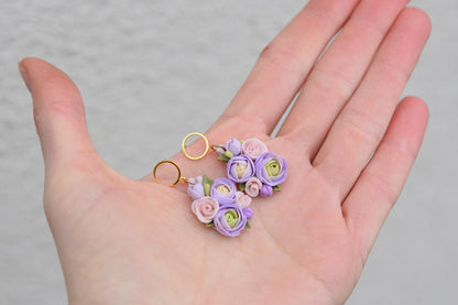 Teardrop Floral Earrings | Purple Bloom