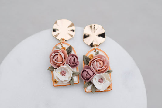 Floral Earrings | Dusty Rose