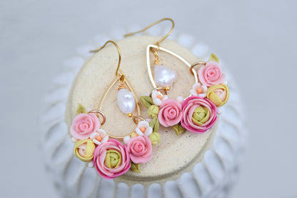 Teardrop Floral Earrings | Boho Peonies