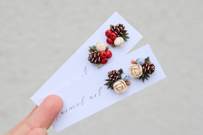 Christmas Earrings | Holly Berry Studs