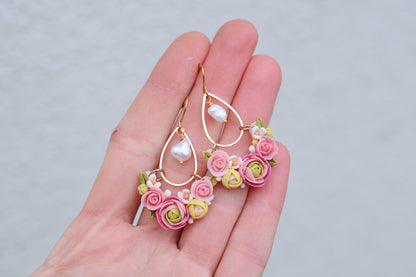 Teardrop Floral Earrings | Boho Peonies