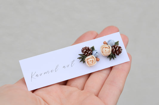 Christmas Earrings | Holly Berry Studs