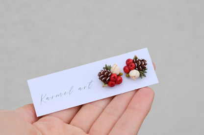 Christmas Earrings | Holly Berry Studs