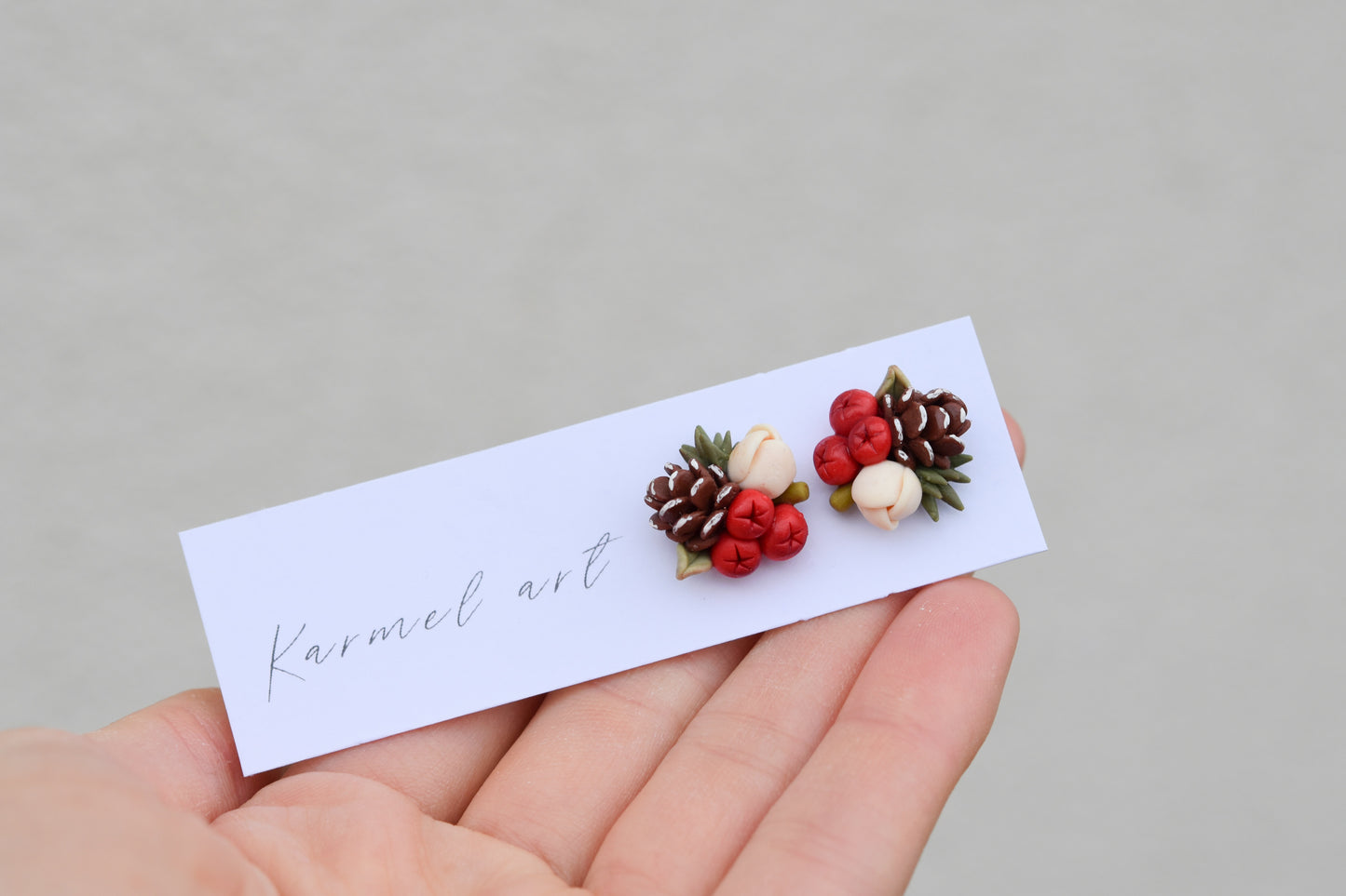 Christmas Earrings | Holly Berry Studs
