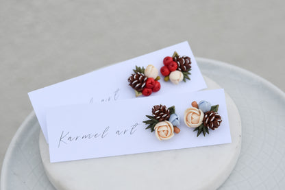 Christmas Earrings | Holly Berry Studs