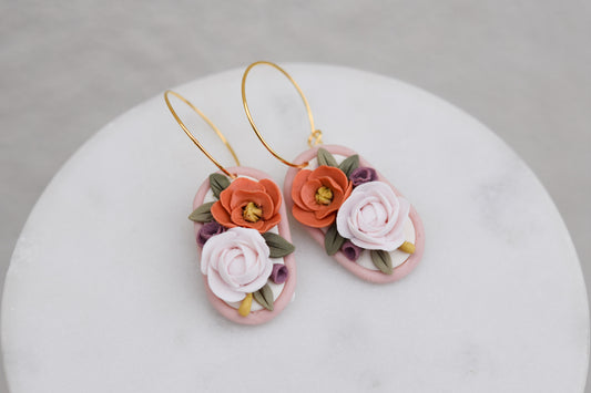 Floral Hoop Earrings | Dusty Rose