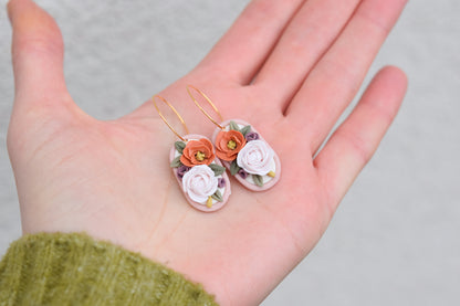 Floral Hoop Earrings | Dusty Rose