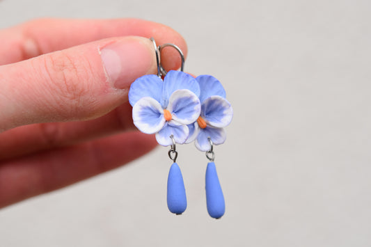 Pansy Earrings | Soft Blue