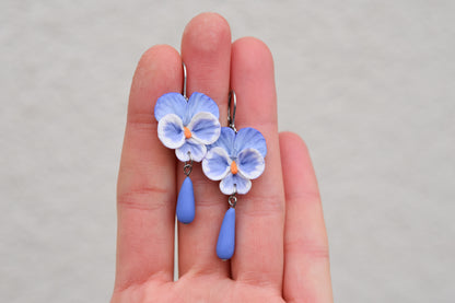 Pansy Earrings | Soft Blue