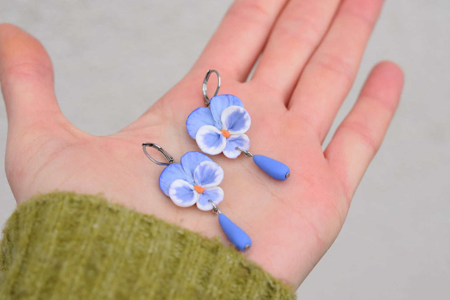 Pansy Earrings | Soft Blue