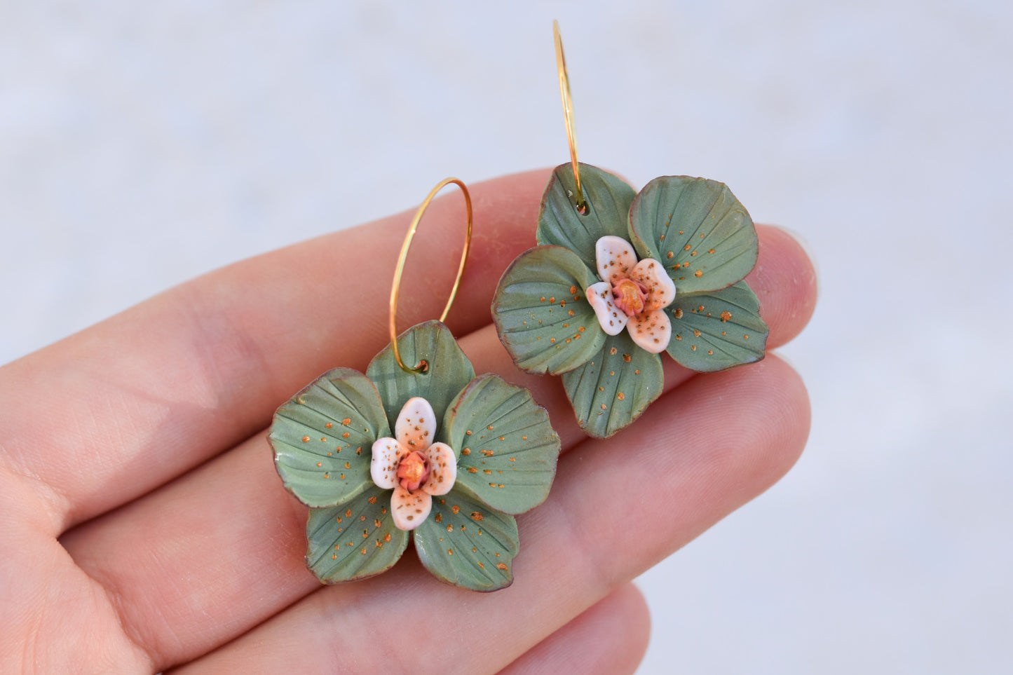 Orchid Hoop Earrings | Deep Forest