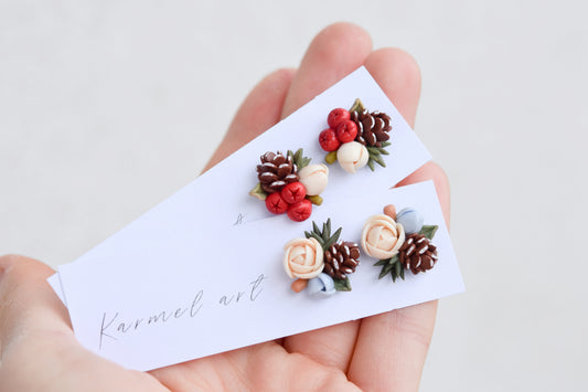 Christmas Earrings | Holly Berry Studs