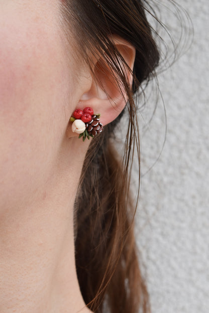 Christmas Earrings | Holly Berry Studs